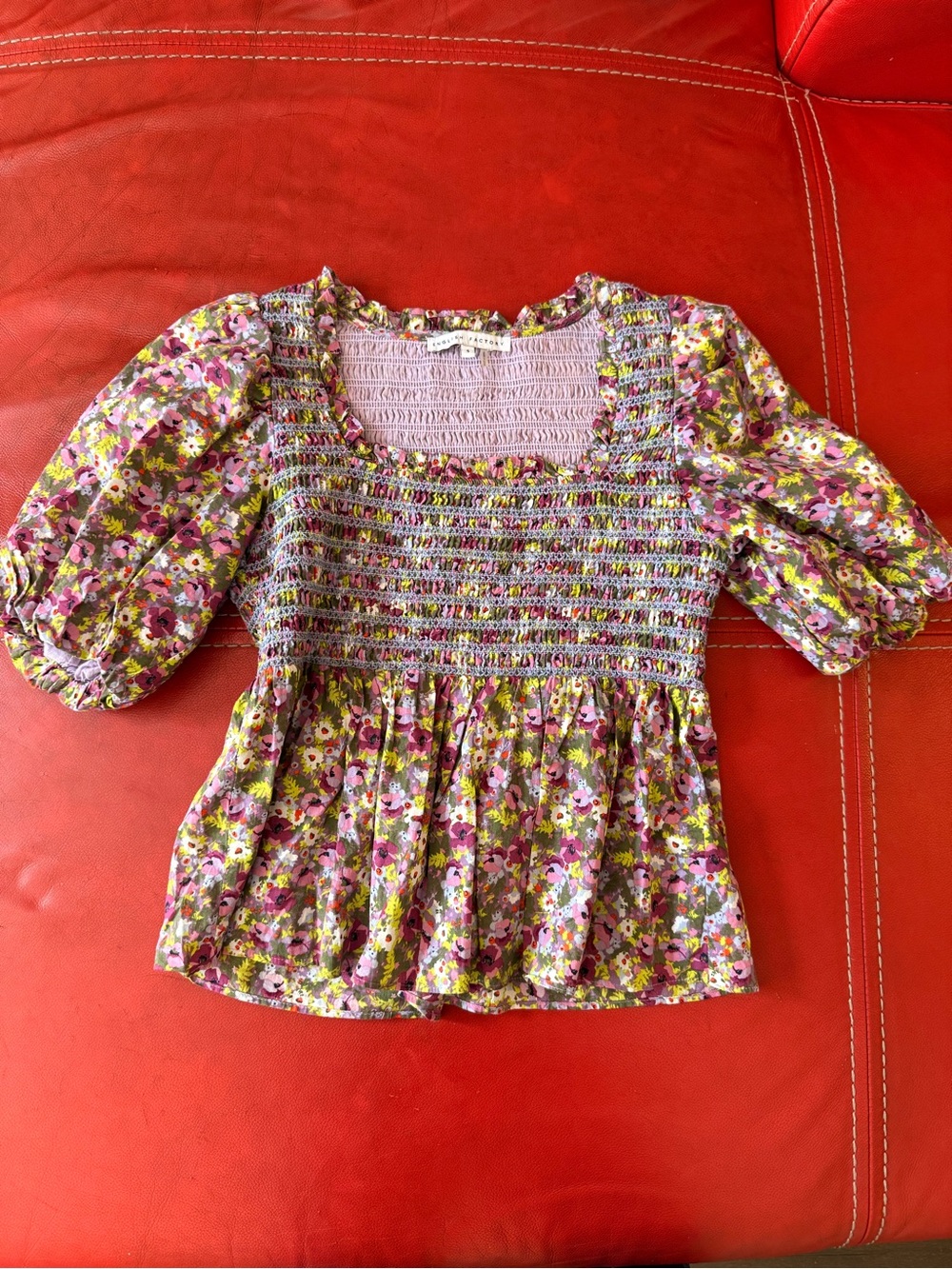 English Factory Purple Multi Floral Top